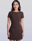 Ms.V Structured Top With Buttons & Tailored Mini Skirt