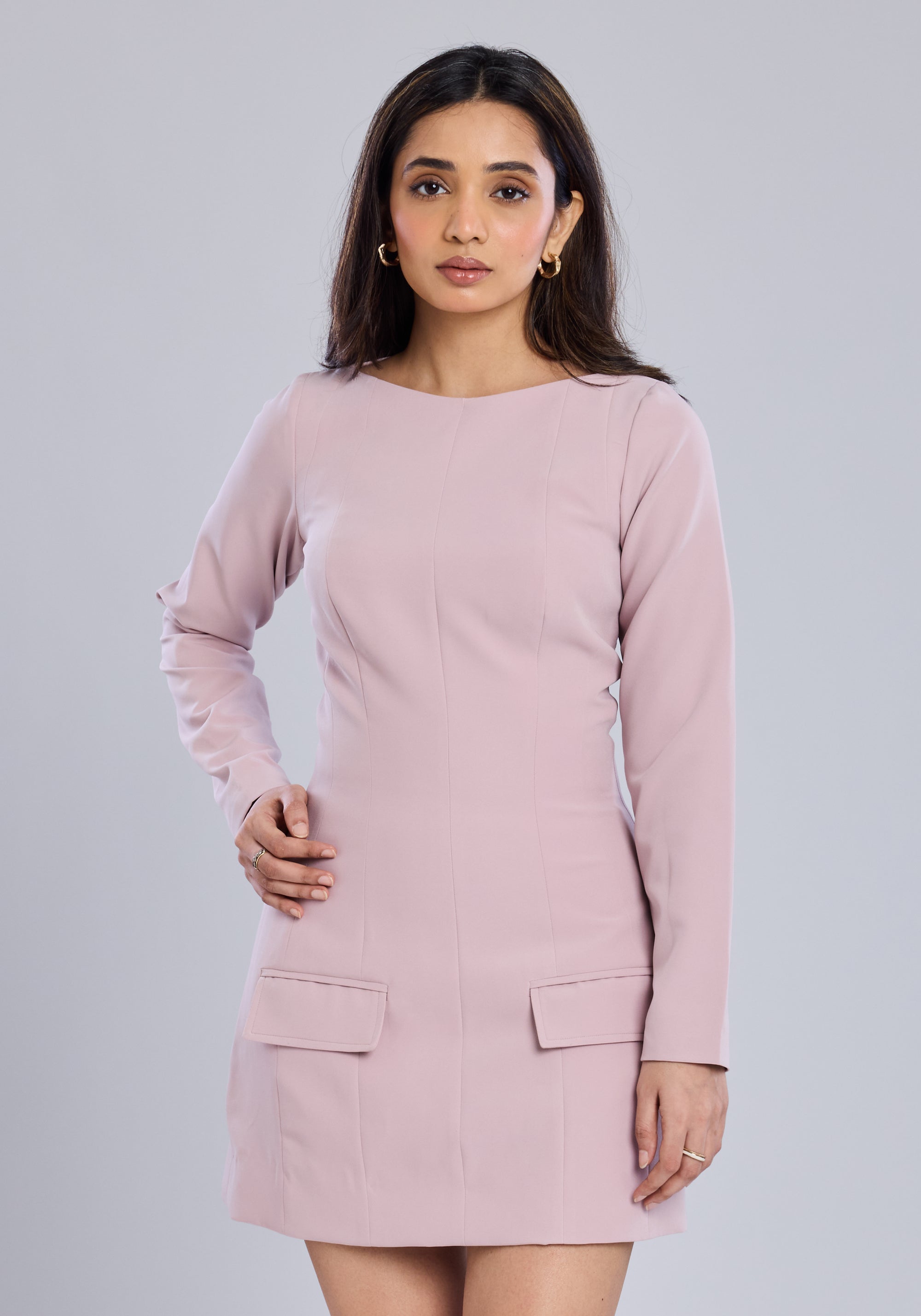 Ms.V Boat Neck Structured Mini Dress