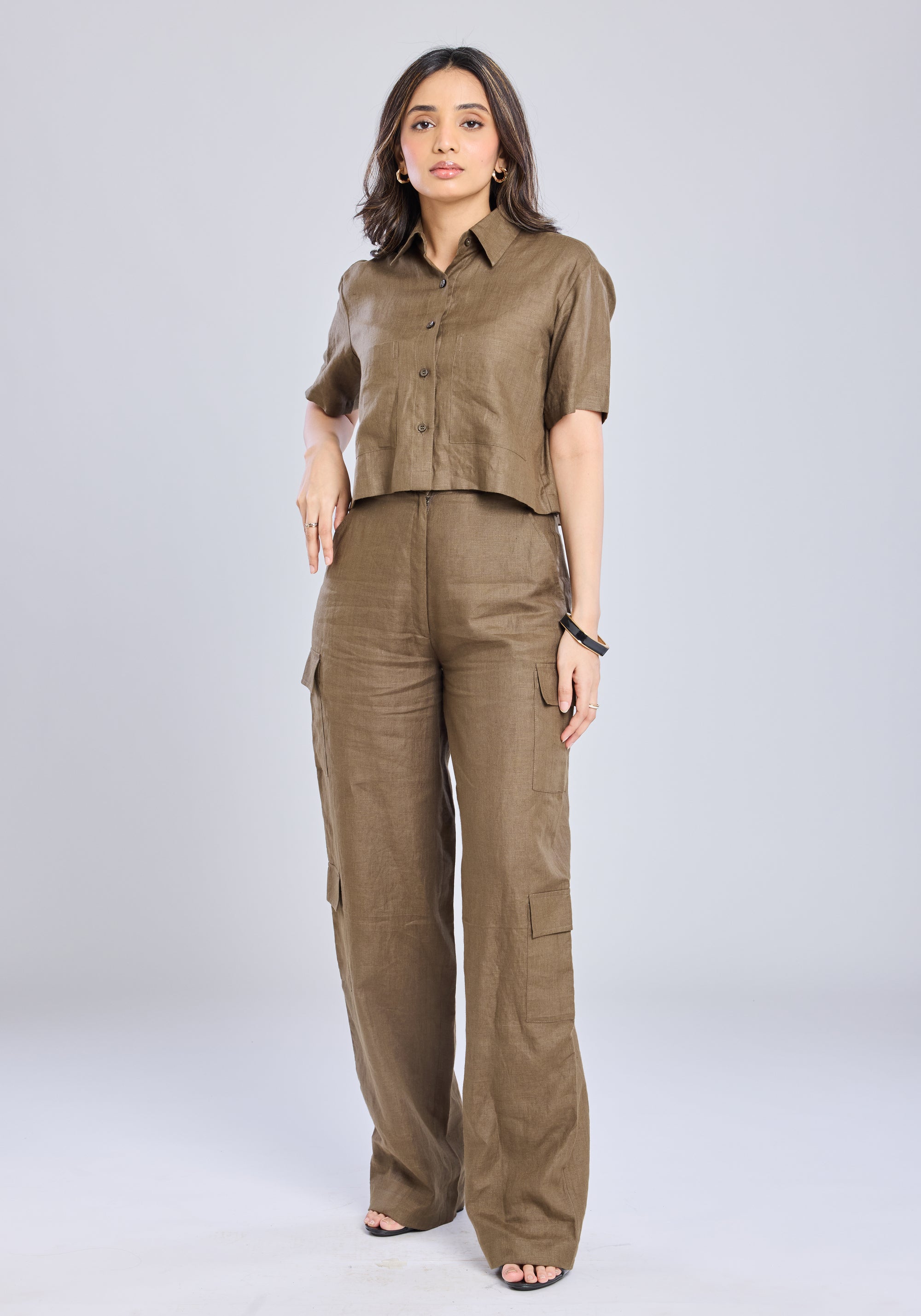 Ms. V Cropped Oversized Shirt & Ms. V Cargo Pants