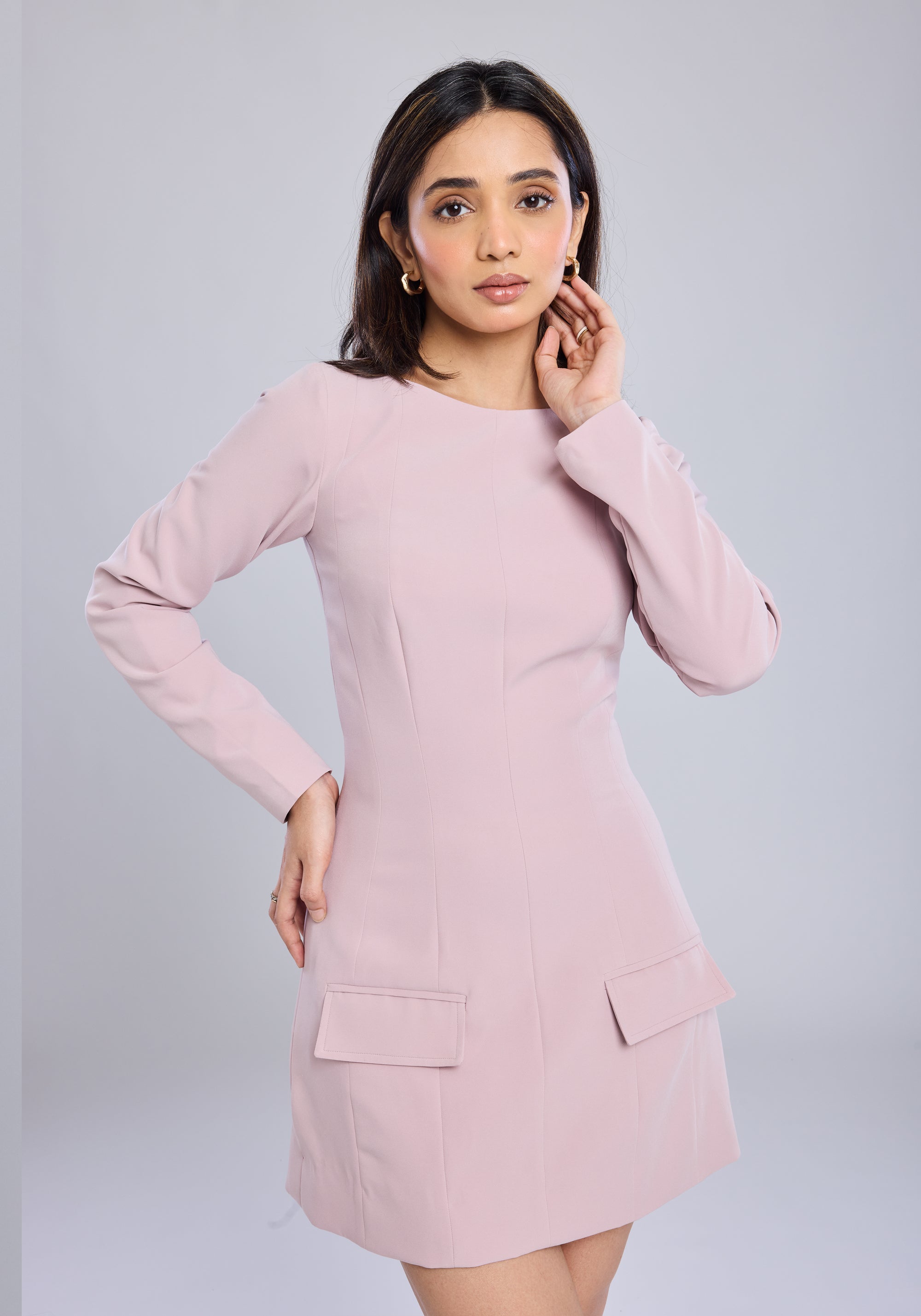 Ms.V Boat Neck Structured Mini Dress