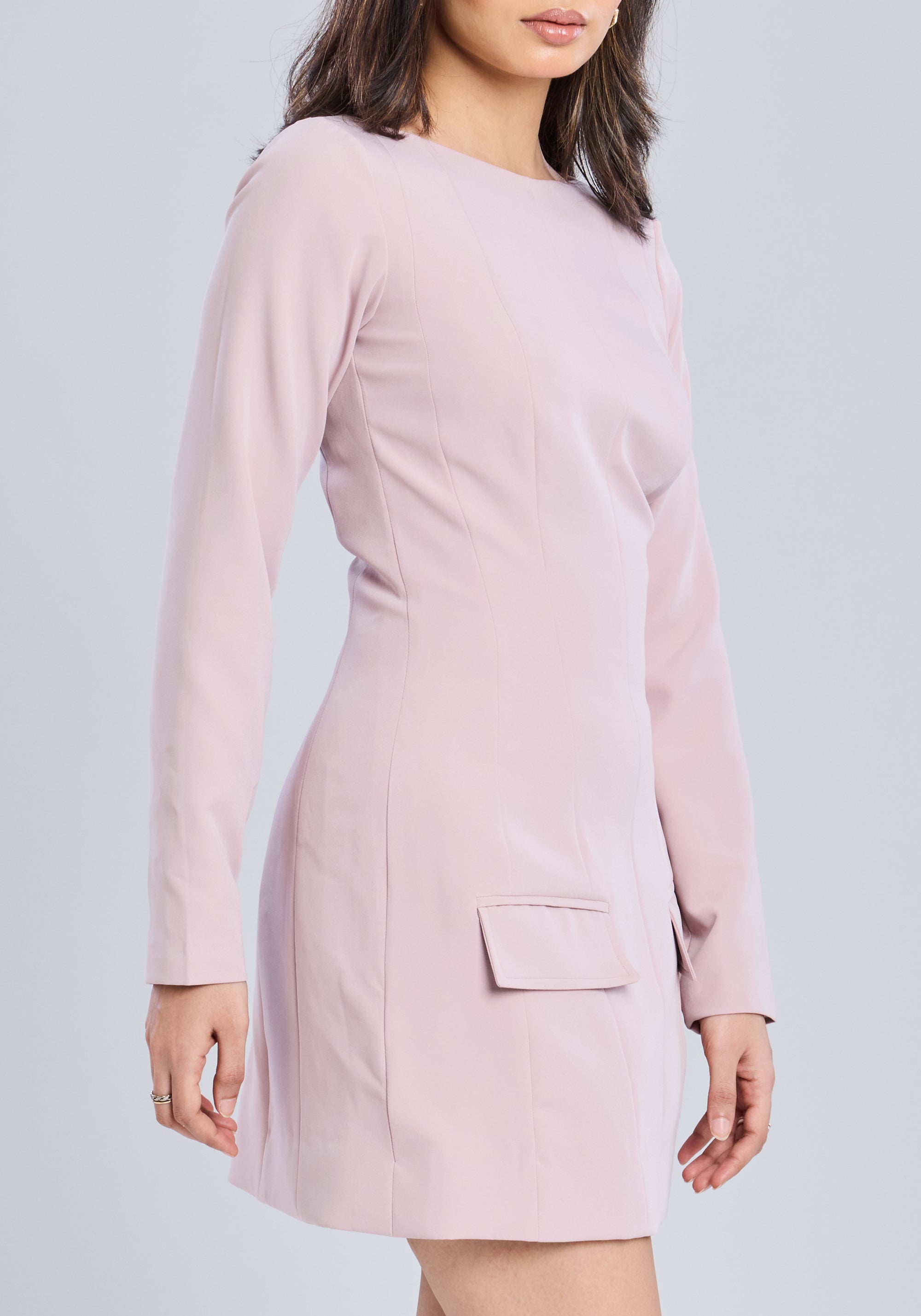 Ms.V Boat Neck Structured Mini Dress