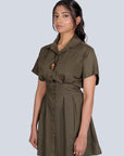 Ms.V Cinched Half-Sleeve Mini Dress