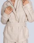 Ms.V Belted Linen Jacket And Ms.V Flared Dual Pleat Linen Pants