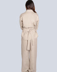 Ms.V Belted Linen Jacket And Ms.V Flared Dual Pleat Linen Pants