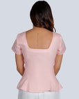 Ms.V Linen Peplum Buttoned Top