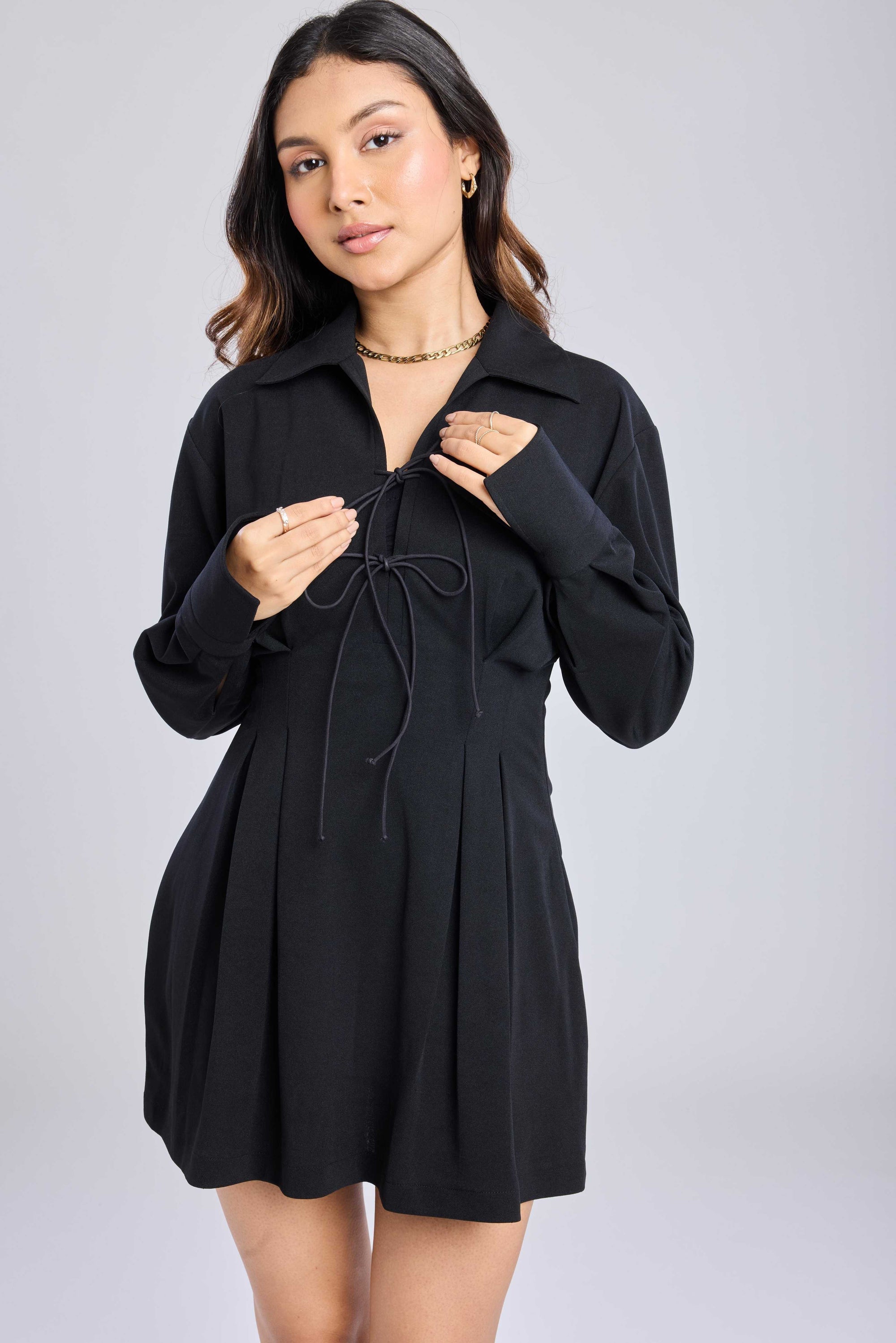 Ms.V Cinched Tie-Up Mini Dress