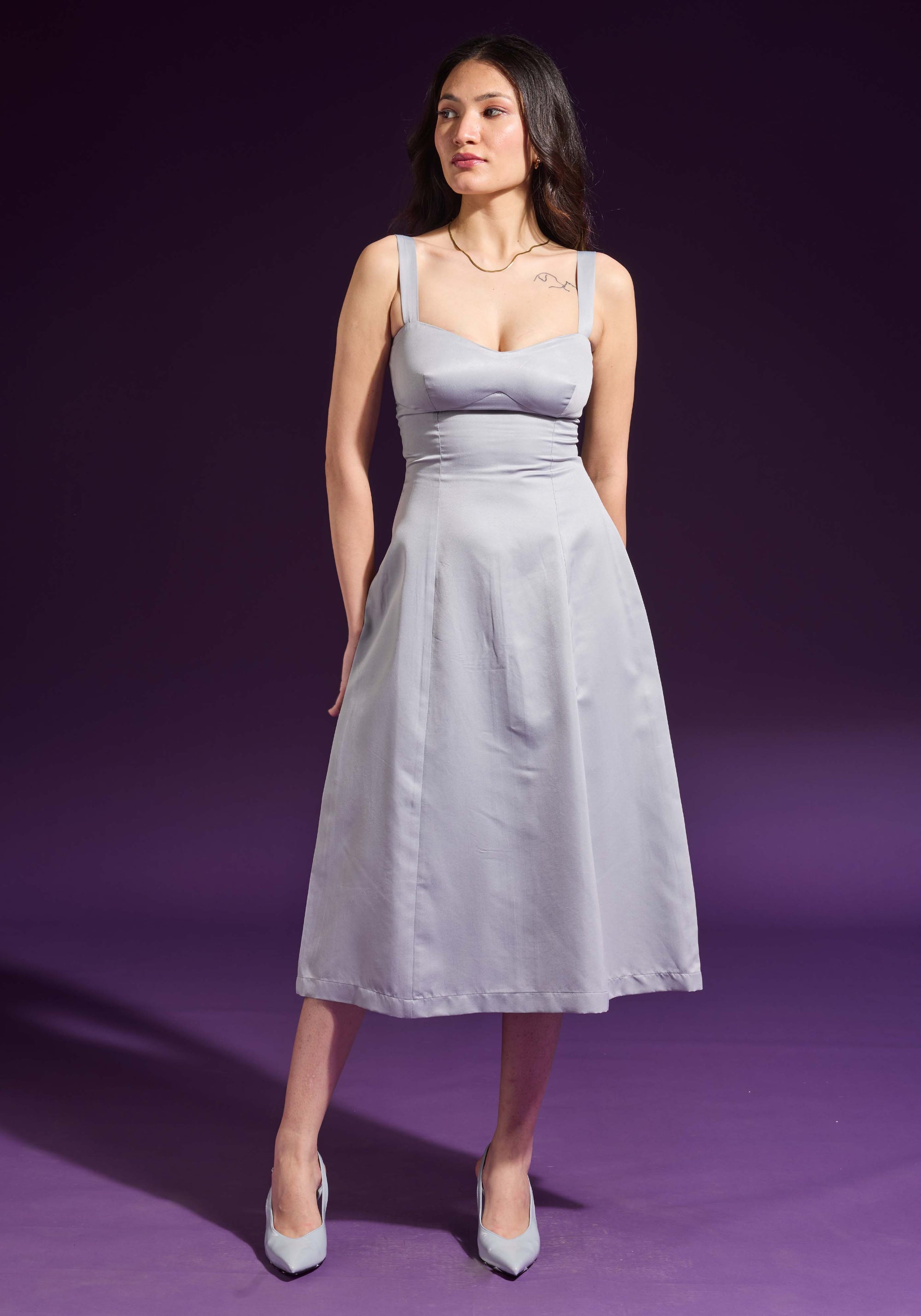 Ms.V Sweetheart Neck Midi Dress