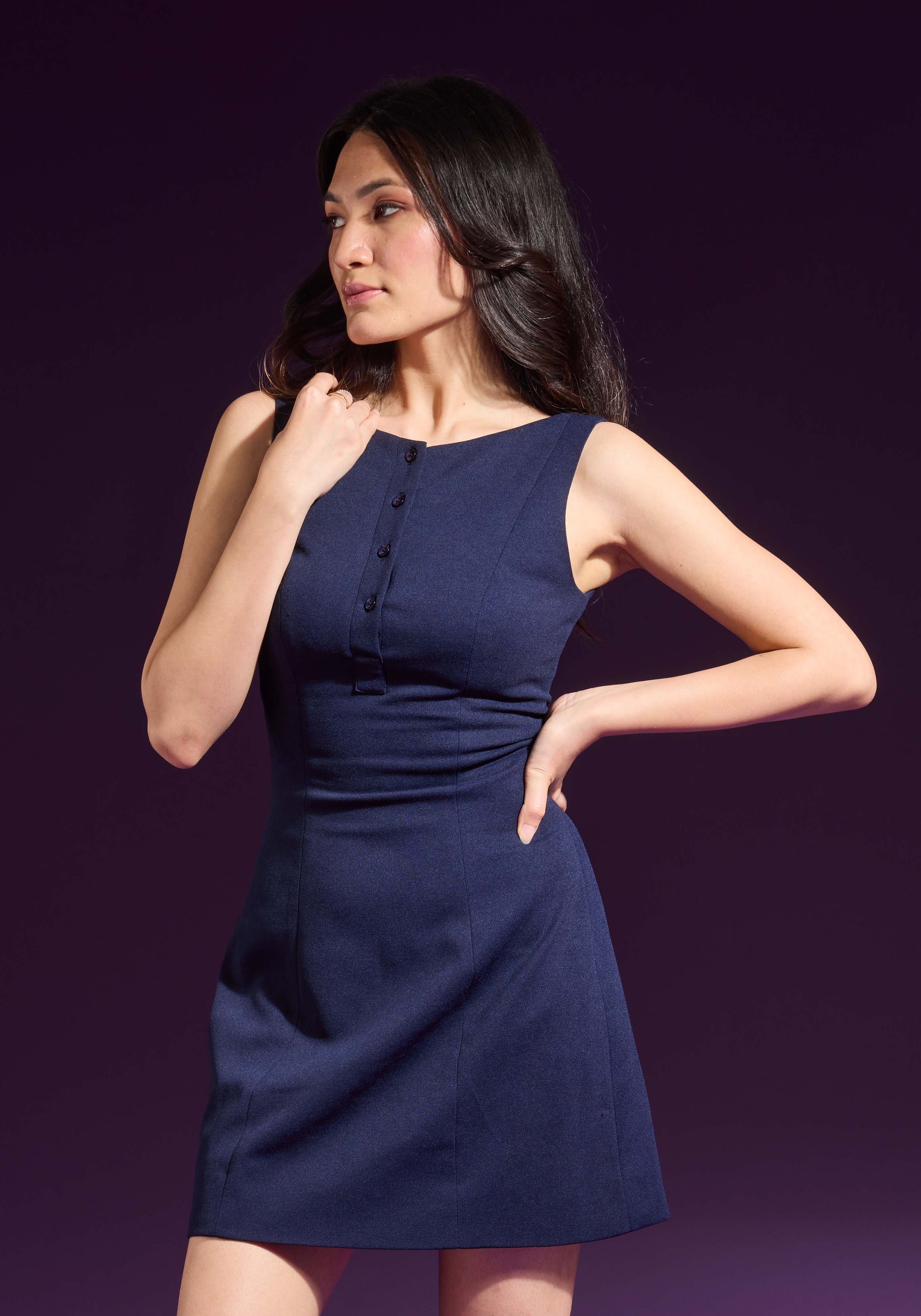 Ms.V Mini Structured Dress With Buttons