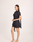 Ms V Pinstripe Cinched Top & Ms.V Flared Pinstripe Tailored Shorts
