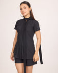 Ms V Pinstripe Cinched Top