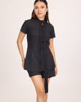 Ms V Pinstripe Cinched Top