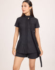 Ms V Pinstripe Cinched Top & Ms.V Flared Pinstripe Tailored Shorts