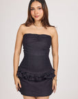 Ms. V Ruched Strapless Denim Top