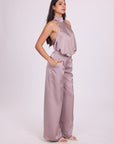 Ms. V Satin Halter Top & Ms.V Flared Satin Pants