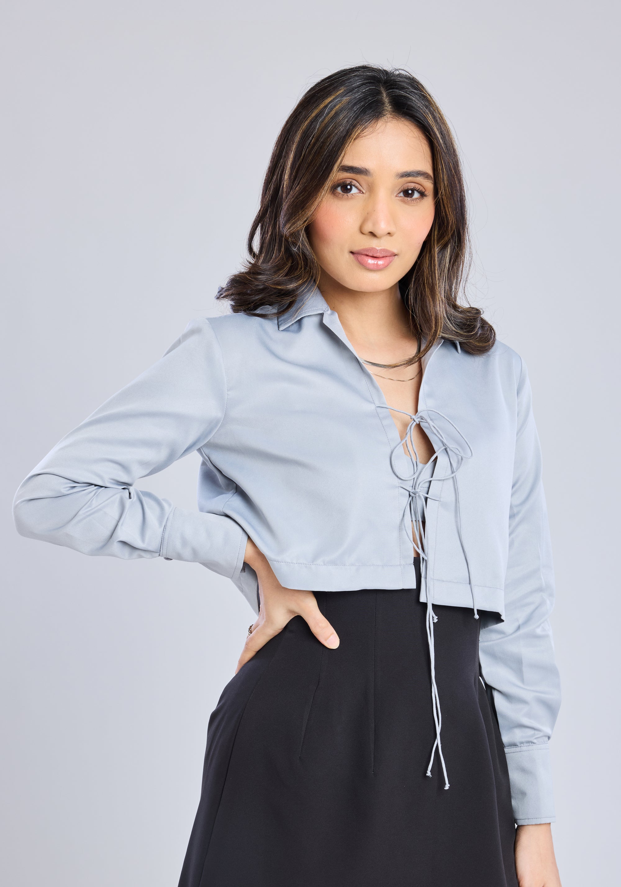 Ms.V Tie-Up Cropped Shirt & Bustier