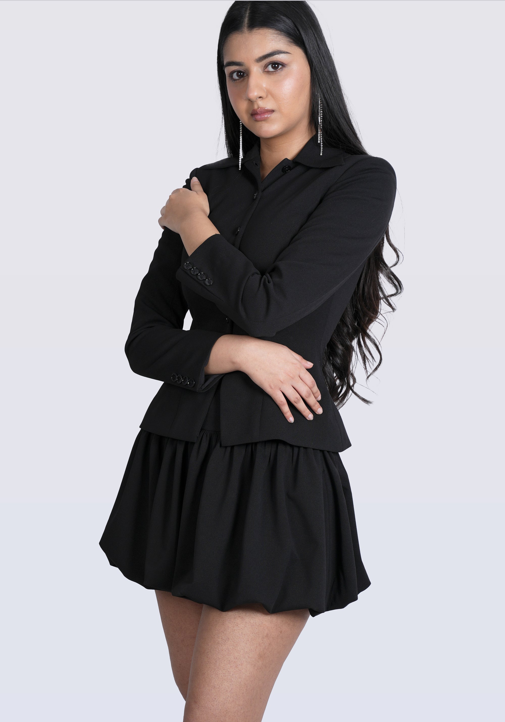 Ms. V Open Hem Jacket &amp; Bubble Skirt