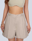 Ms.V Flared Dual Pleat Linen Shorts