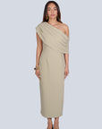Ms.V Draped One-Shoulder Midi Dress