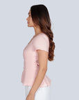 Ms.V Linen Peplum Buttoned Top