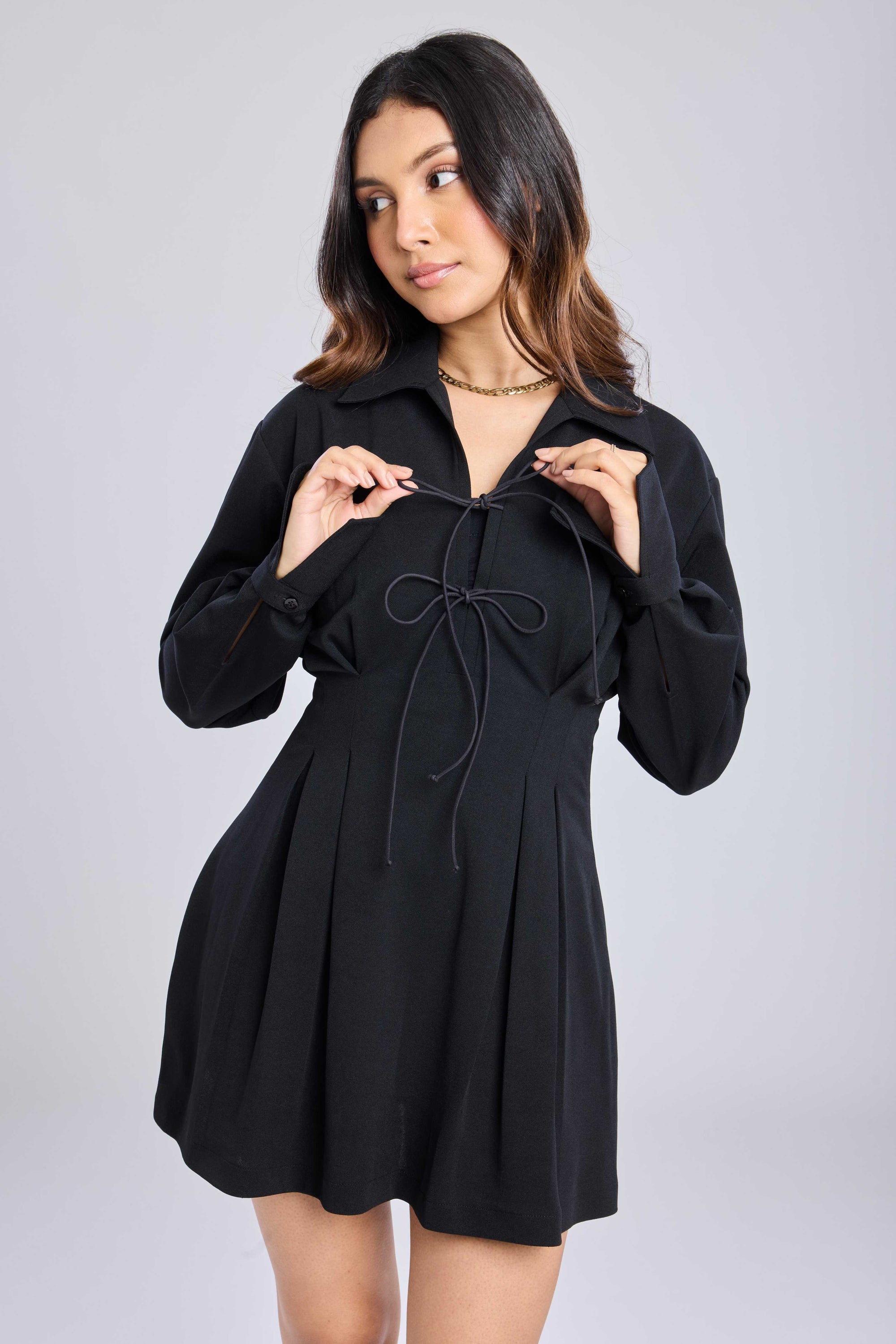 Ms.V Cinched Tie-Up Mini Dress