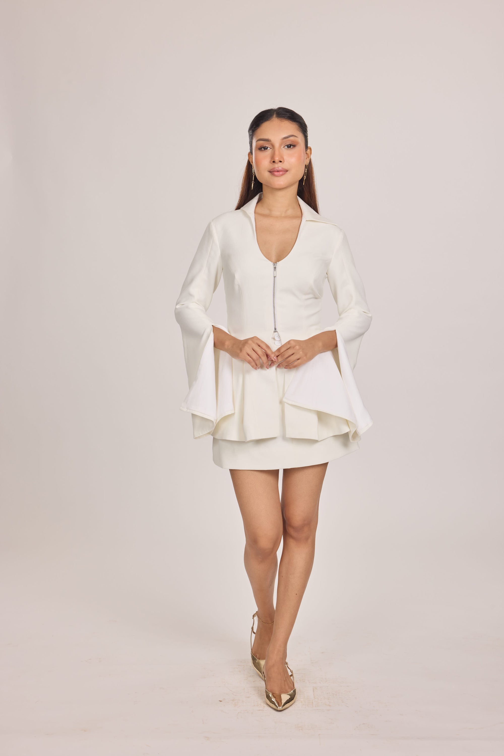 Ms.V Structured Flared Sleeve Top &amp; Ms.V Tailored Mini Skirt