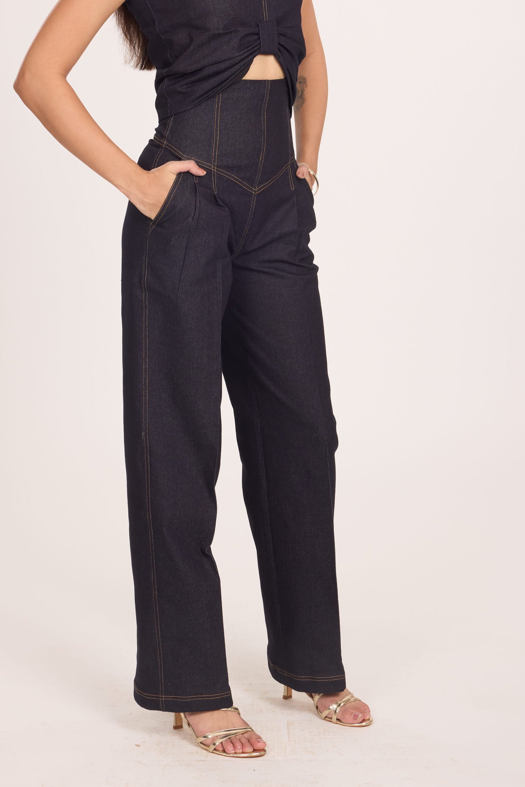 Ms V Structured Denim Crop Top