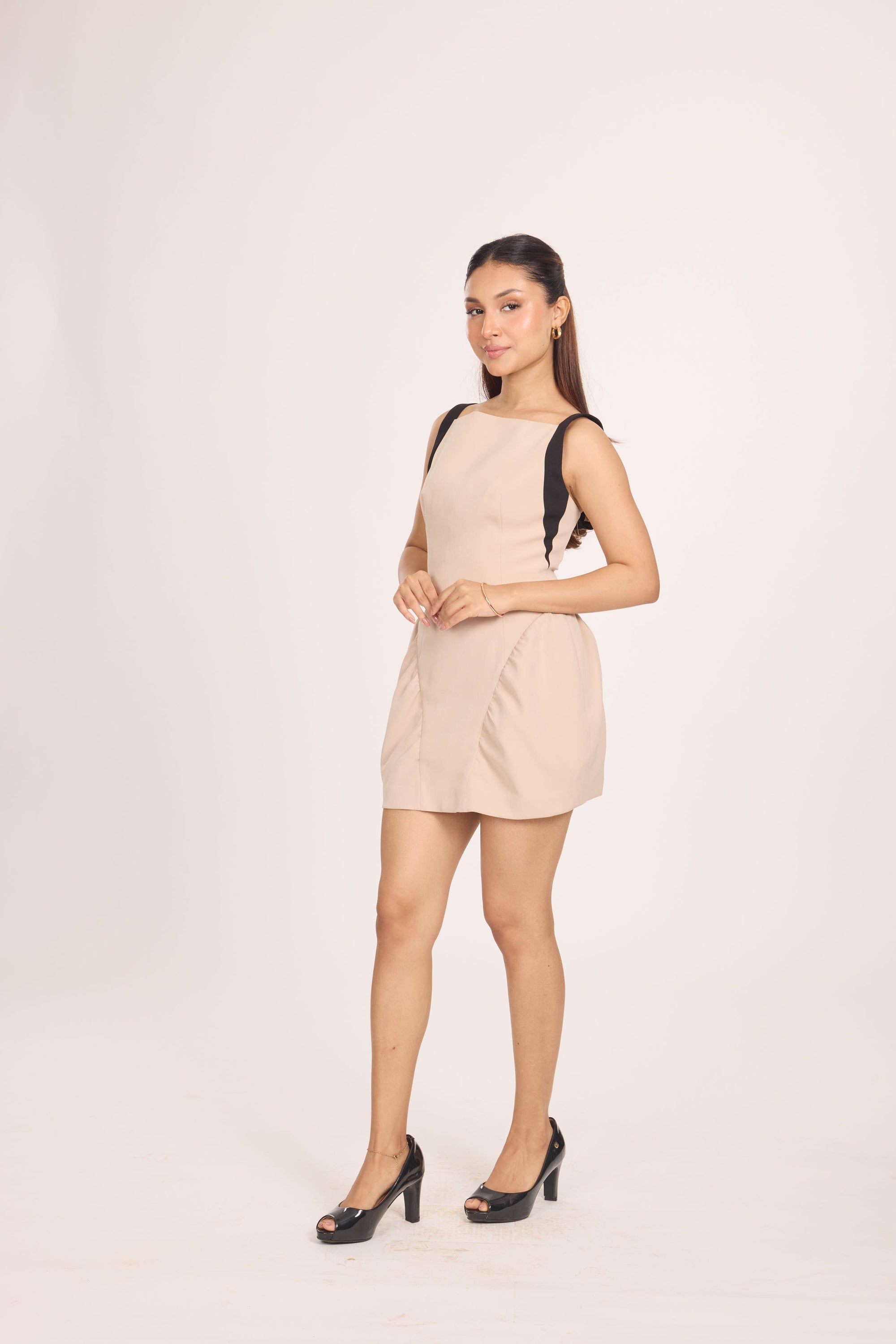 Ms. V Gathered Square Neck Mini Dress