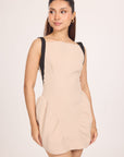 Ms. V Gathered Square Neck Mini Dress
