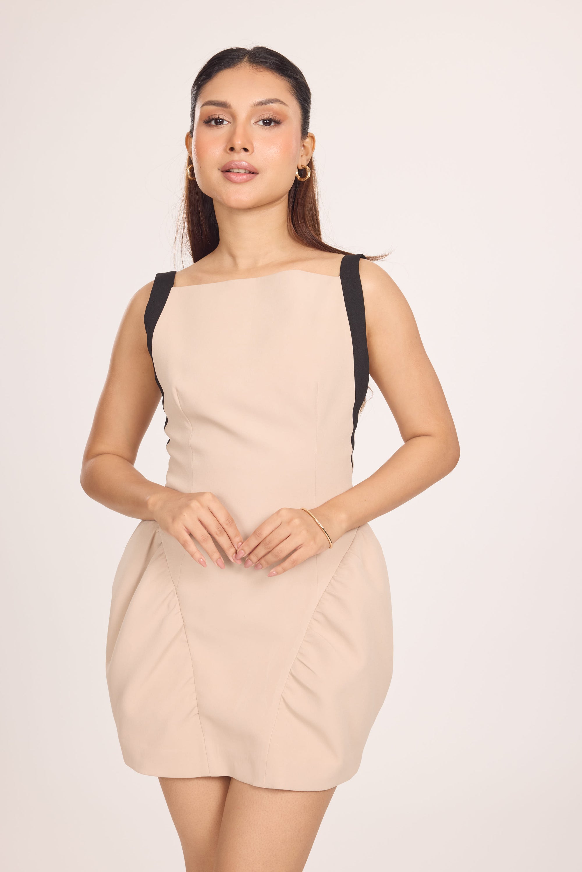 Ms. V Gathered Square Neck Mini Dress