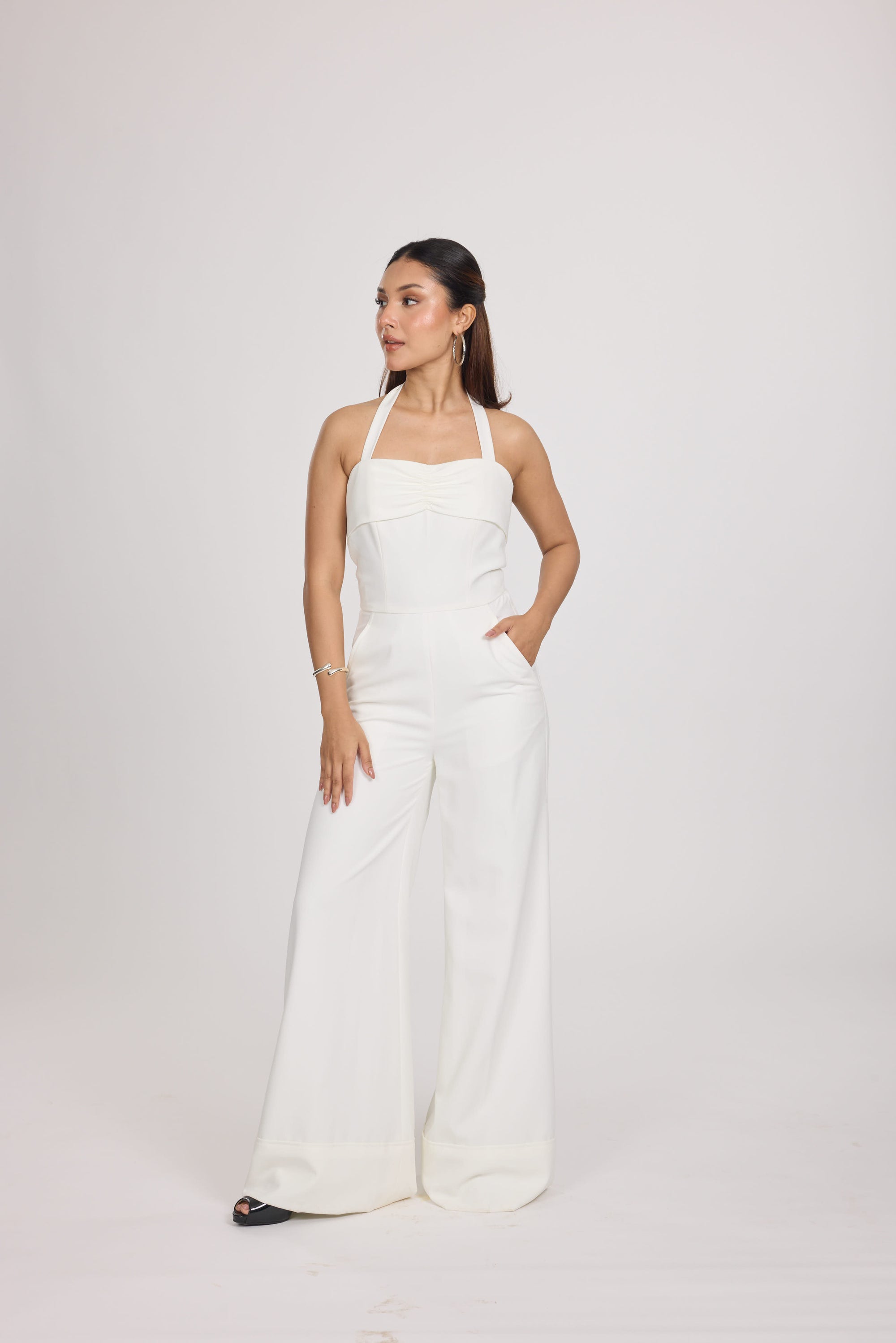 Ms. V Ruched Halter Jumpsuit