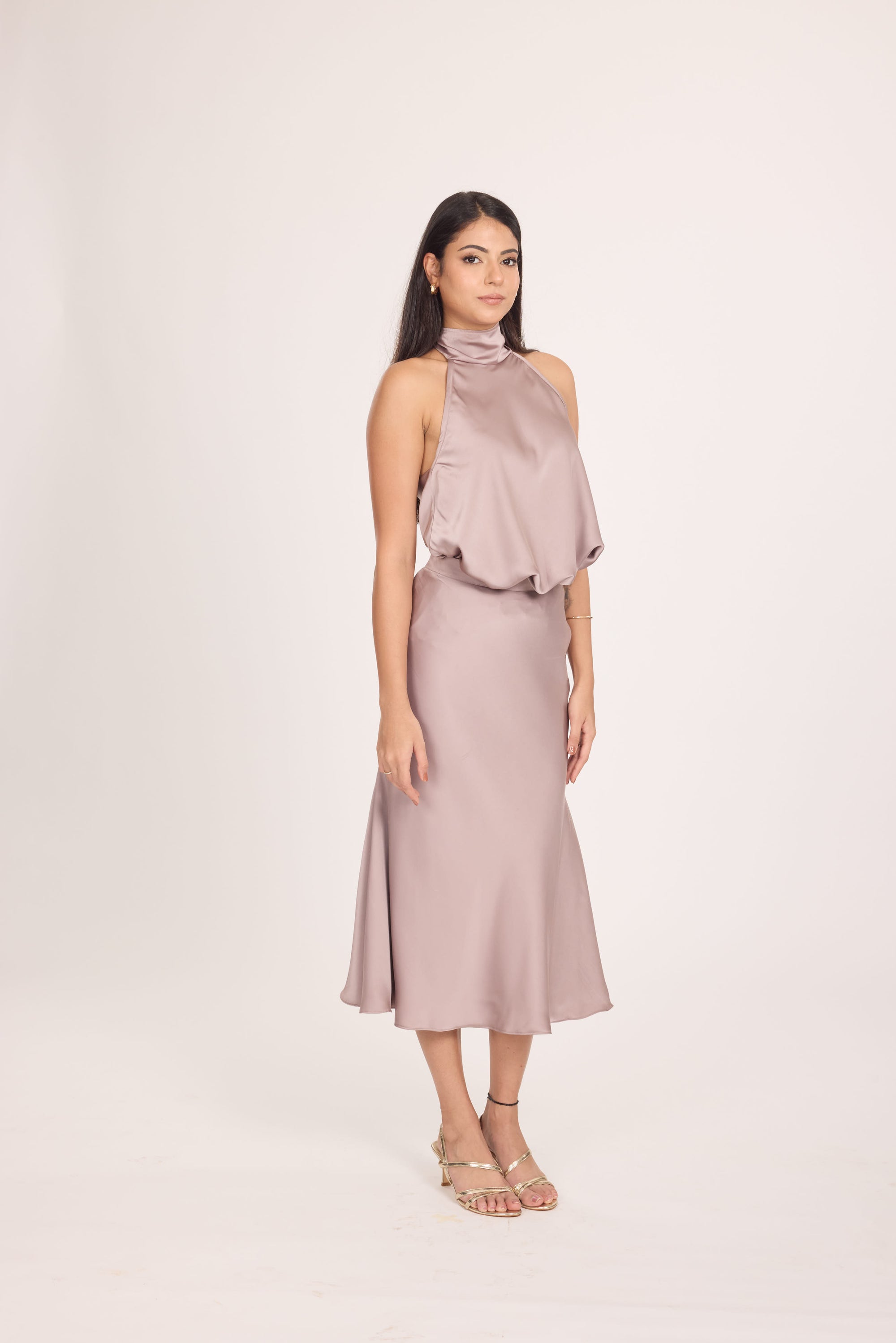 Ms. V Satin Midi Skirt