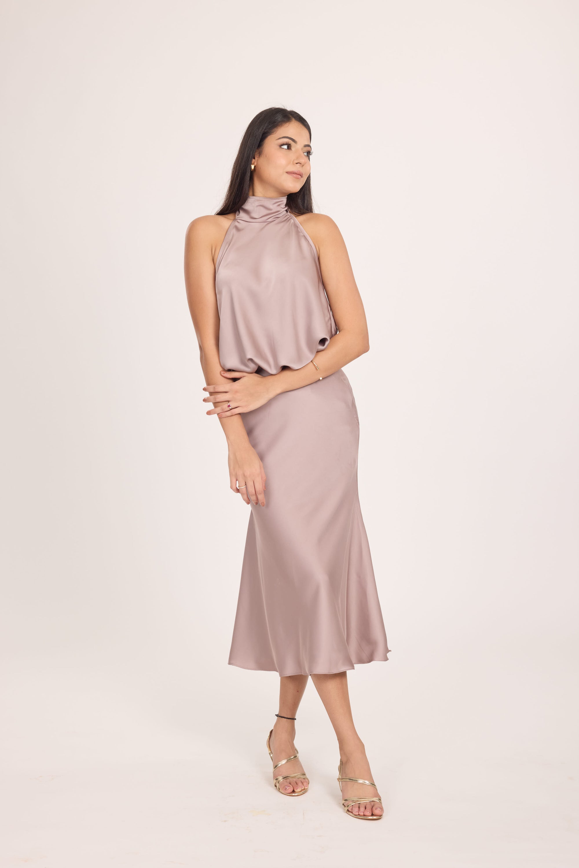 Ms. V Satin Midi Skirt