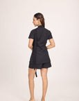 Ms V Pinstripe Cinched Top & Ms.V Flared Pinstripe Tailored Shorts