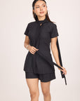 Ms V Pinstripe Cinched Top