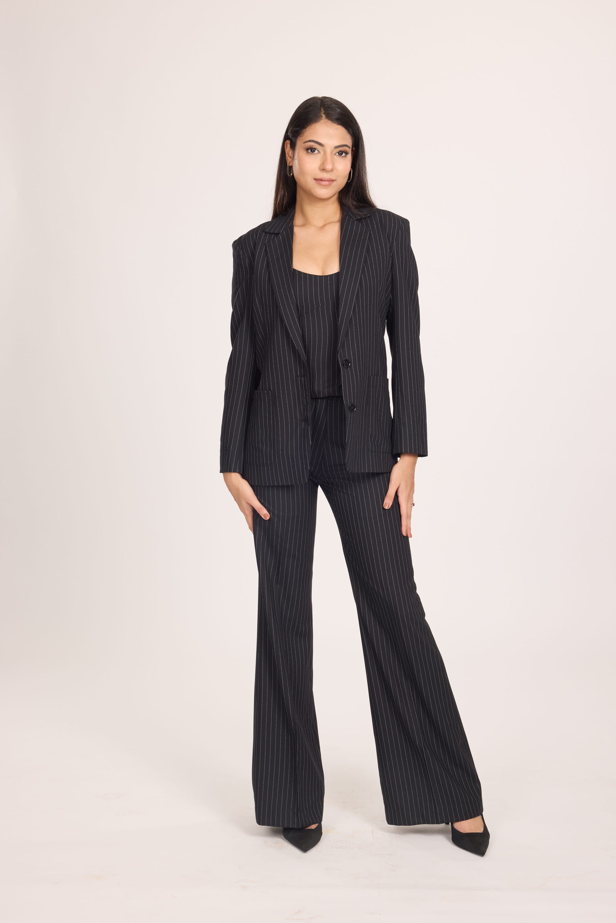 Ms. V Pinstripe Relaxed Blazer