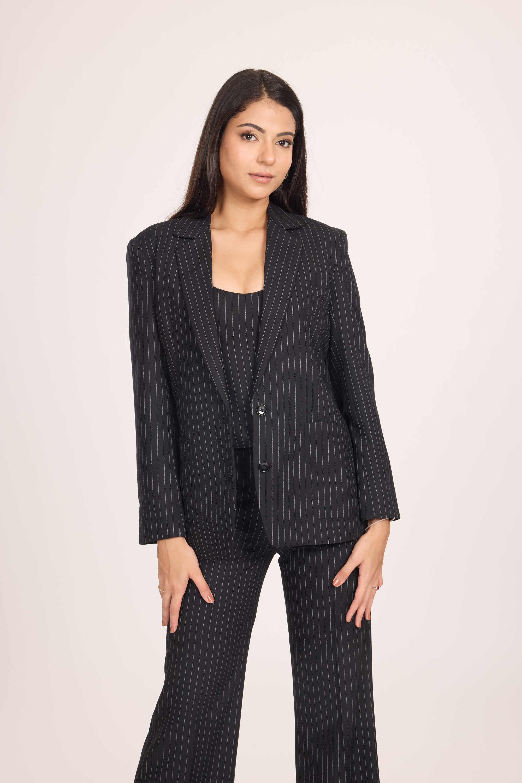 Ms. V Pinstripe Relaxed Blazer