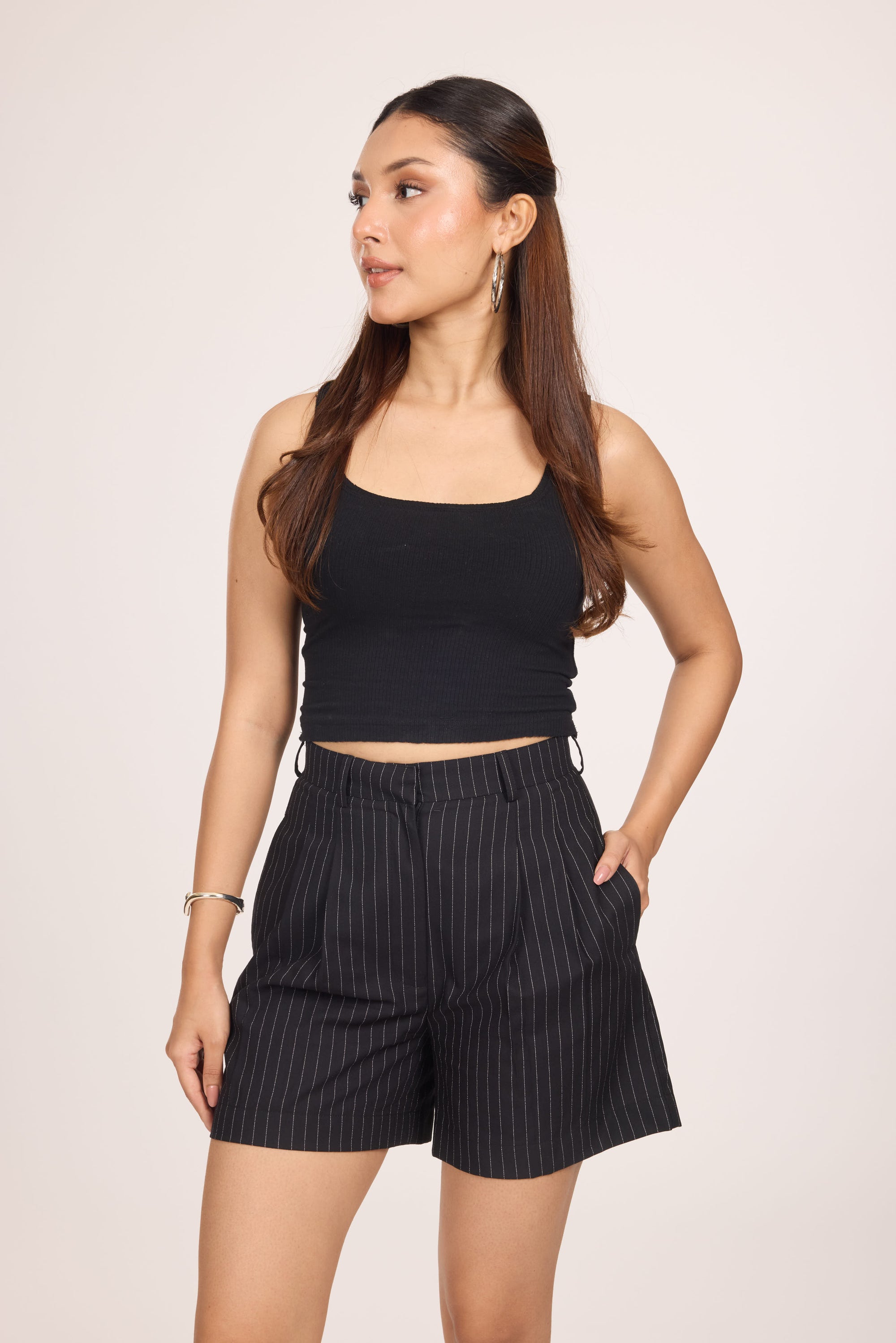 Ms.V Flared Pinstripe Tailored Shorts