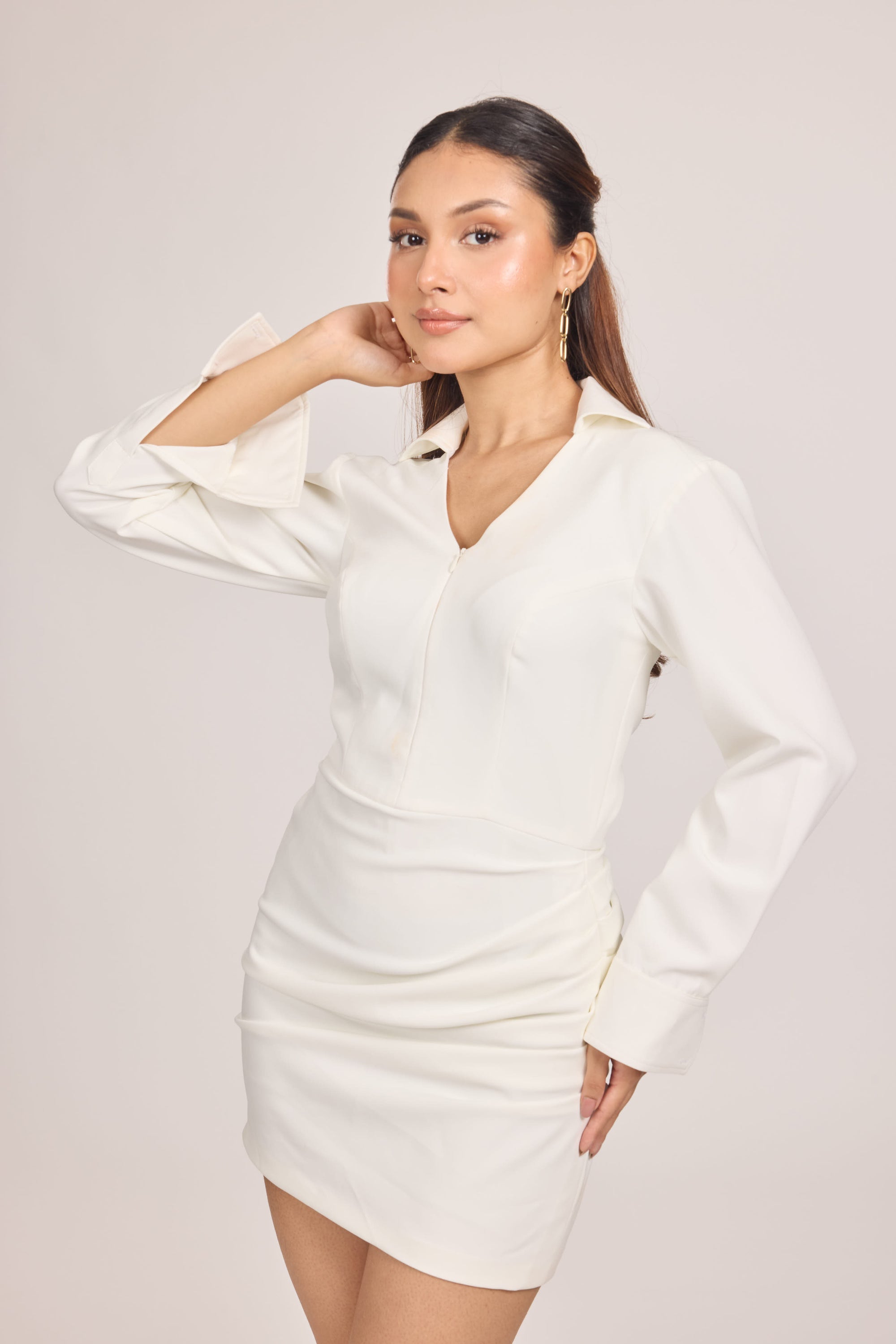 Ms.V Zip-up Draped Mini Dress