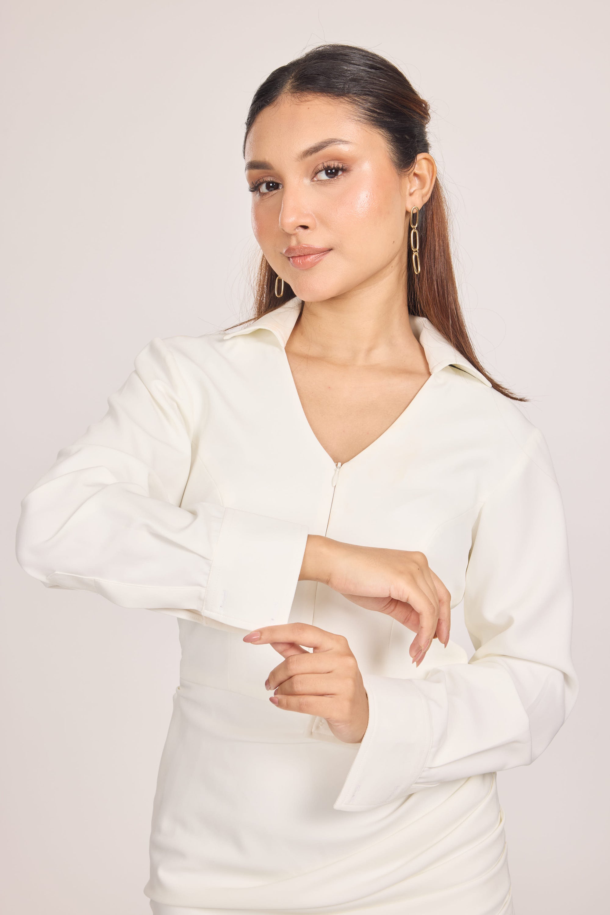 Ms.V Zip-up Draped Mini Dress
