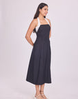 Ms. V Pinstripe Halter Midi Dress