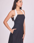 Ms. V Pinstripe Halter Midi Dress