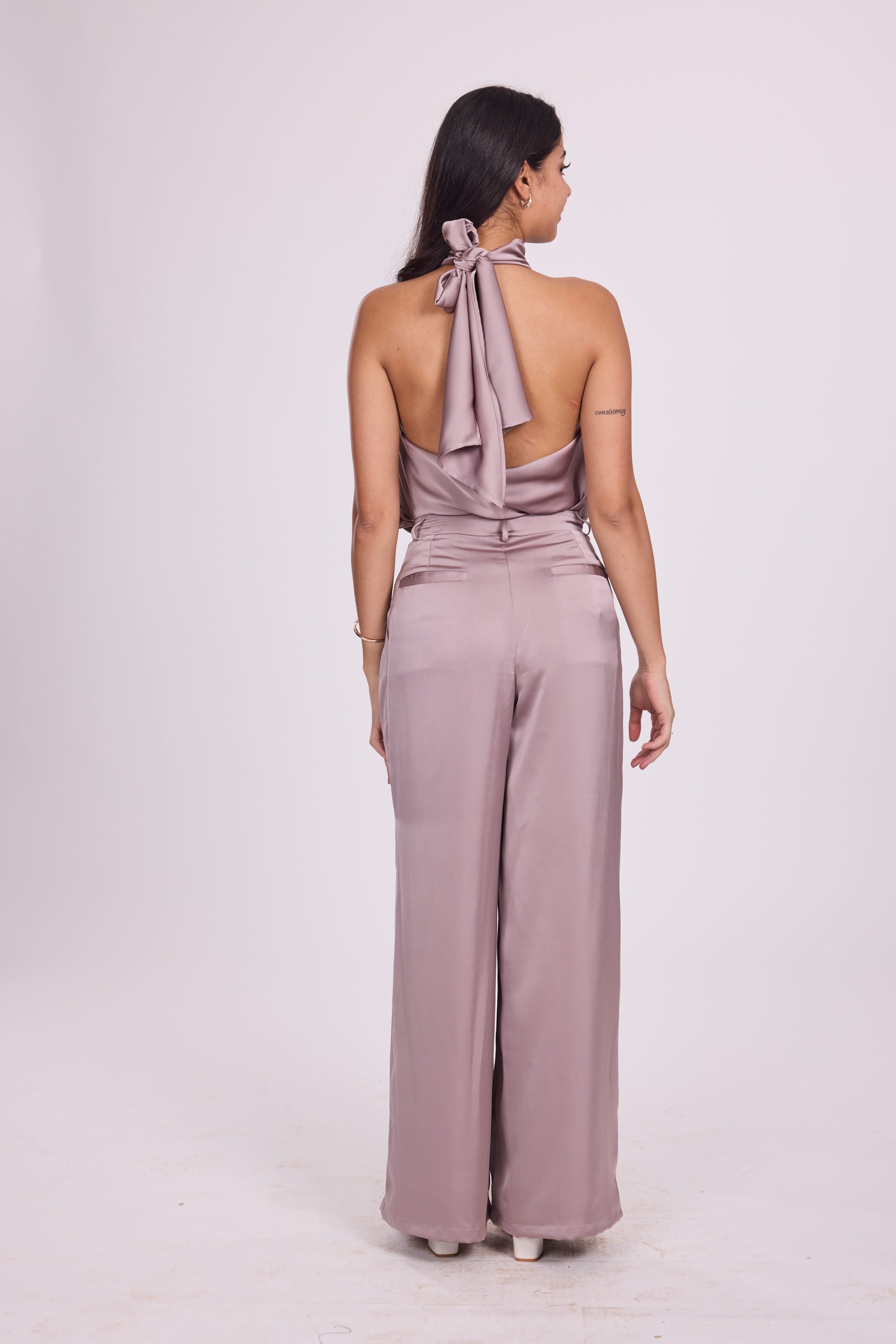Ms. V Satin Halter Top &amp; Ms.V Flared Satin Pants