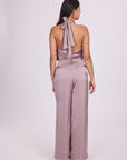 Ms. V Satin Halter Top & Ms.V Flared Satin Pants